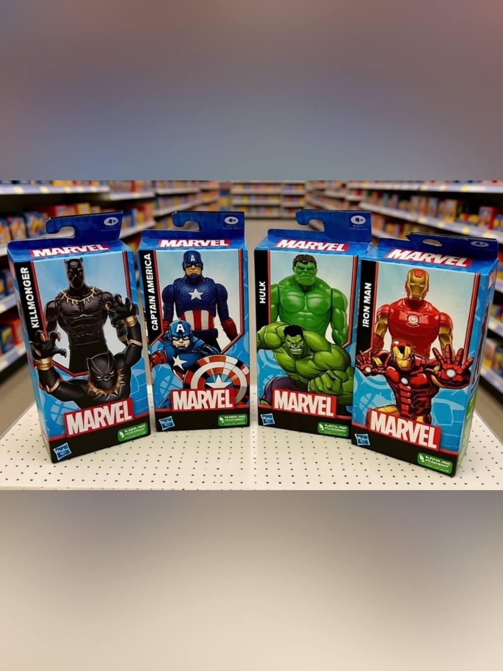 Marvel Superhero Action Figure Hulk, Iron Man, Killmonger, Captain America Set/4